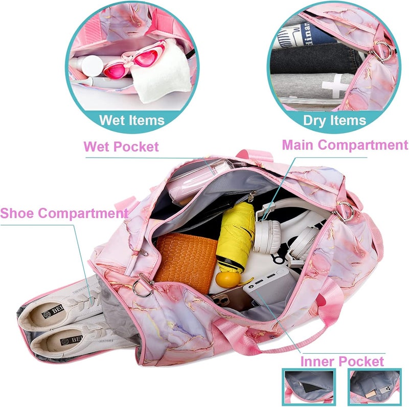Jumpopack Store Dance Bag for Girls Teens Gym Gymnastic Bags Travel Bags for Weekender Sleepover Overnight Bag with Shoe Compartment and Wet Pocket - Image 4